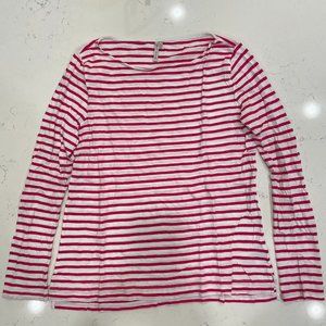 Banana Republic Long Sleeve Tee Pink White Stripes Women's Large